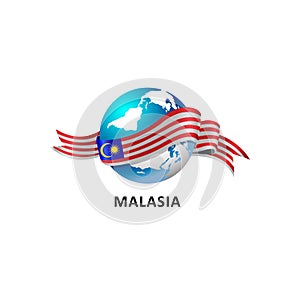 World with malasia flag photo